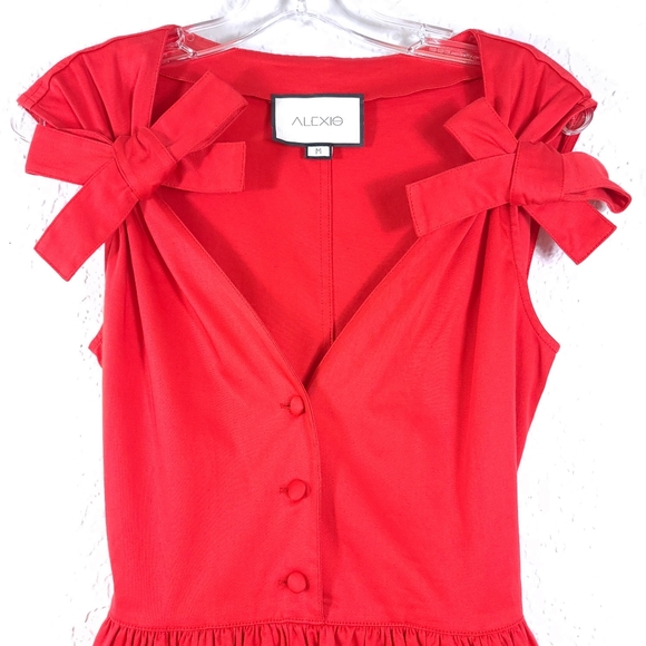 ALEXIS Kelsi Bow Red Mini Cocktail Dress - Picture 6 of 13